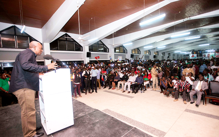 President Mahama addressing students at the University of Ghana, Legon President Mahama addressing students at the University of Ghana, Legon